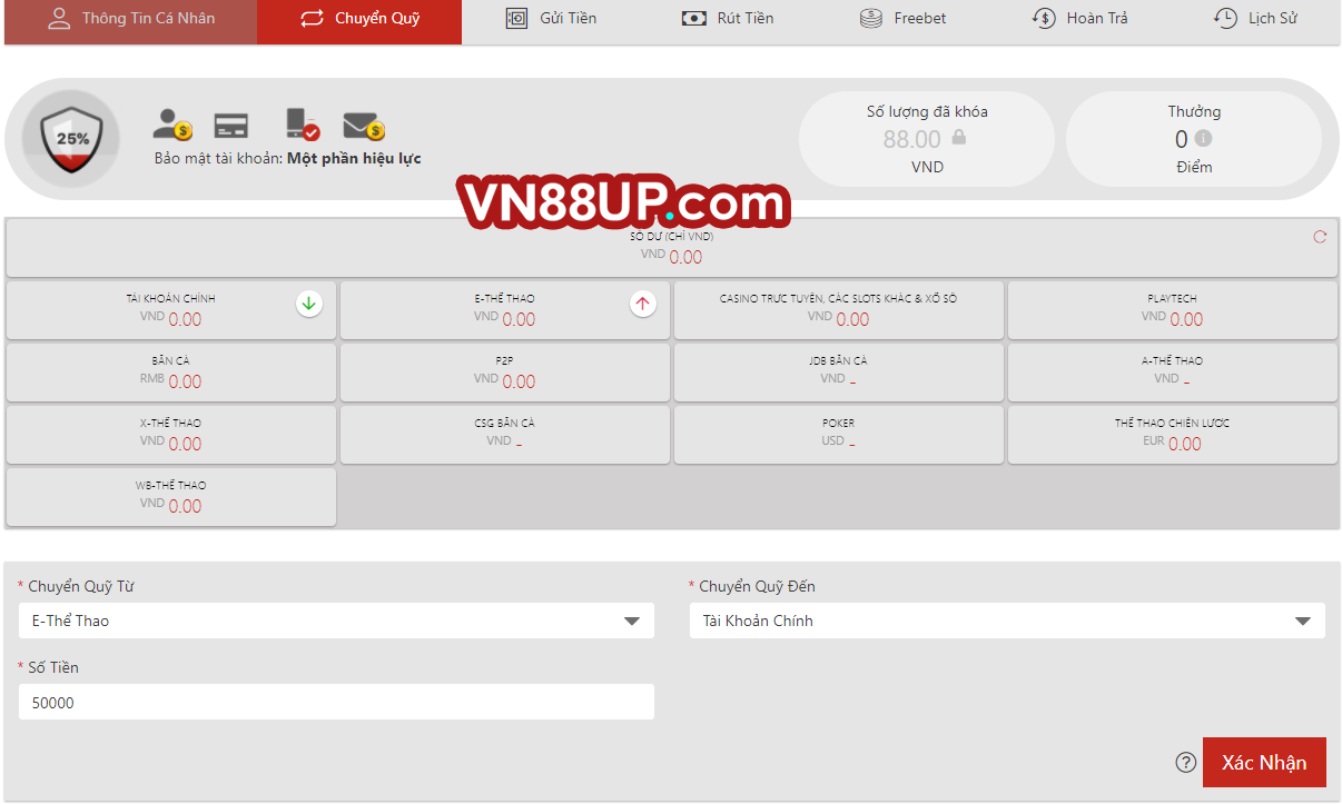 Khi chuyển quỹ VN88 cần lưu ý đến đơn vị mà nhà cái đã thiết lập