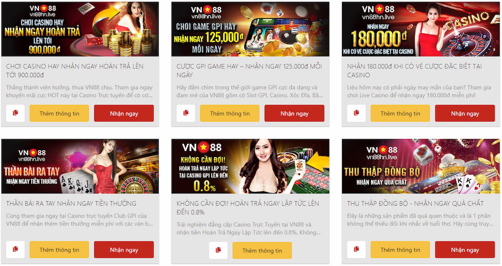 Khuyến mãi casino trực tuyến Vn88