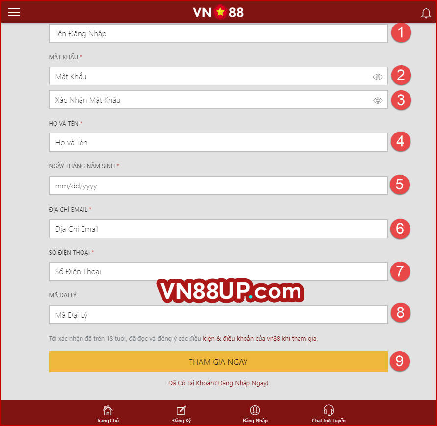 Cách đăng ký nhà cái VN88