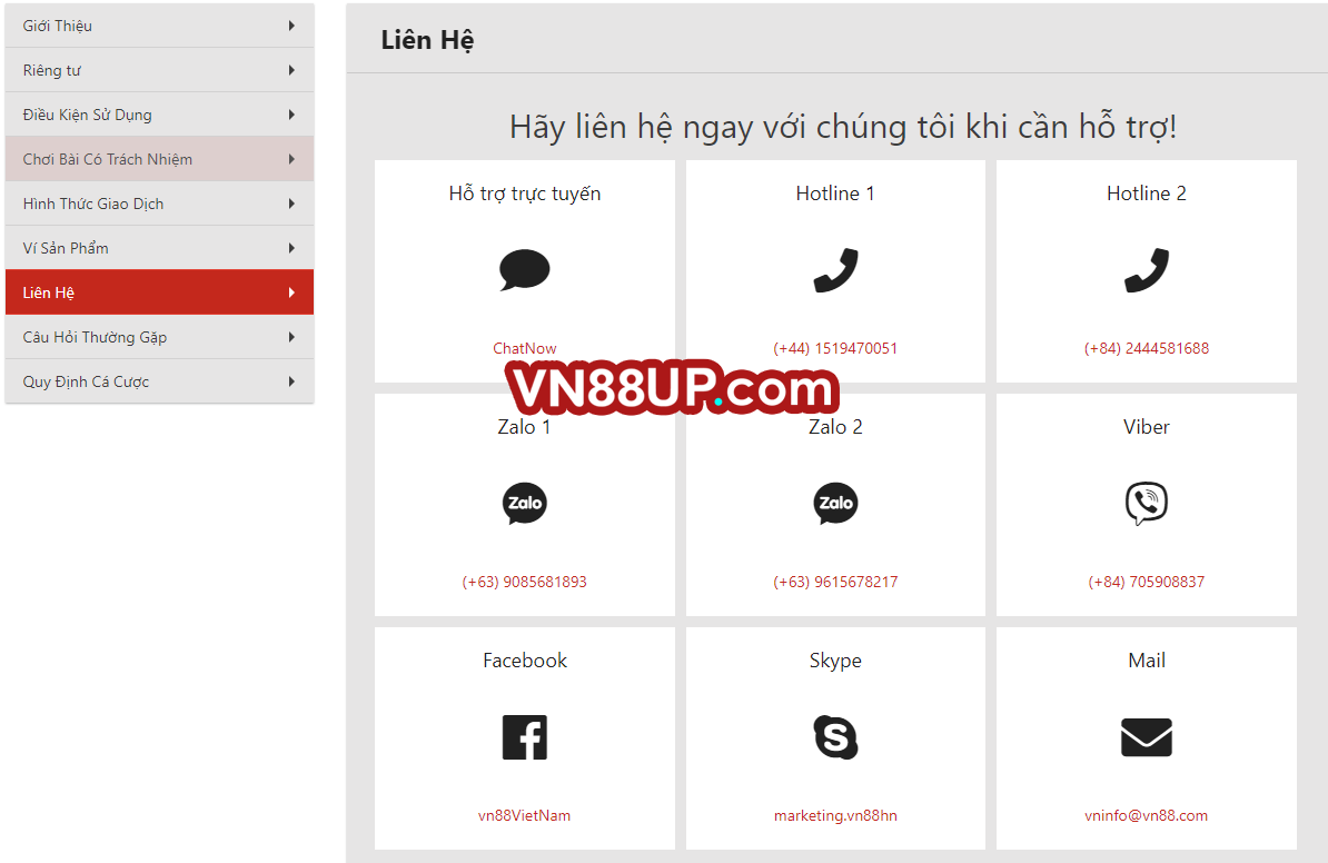 Làm thế nào để liên hệ nhà cái VN88