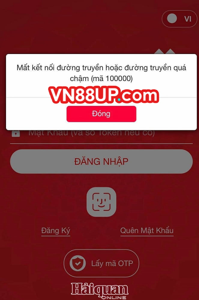 Lỗi ngân hàng khi rút tiền VN88